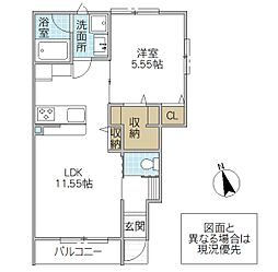 レーガベーネ元吉田B棟 1LDKの間取図画像