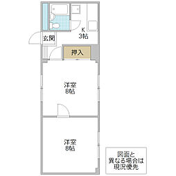 フォーライフ南町 2Kの間取図画像