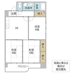 大町アイビーキャッスル 3DKの間取図画像