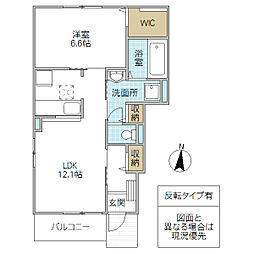 ラ・メールA 1LDKの間取図画像