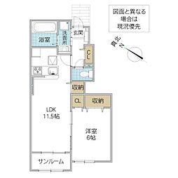 コリーナディヴェルデ3 1LDKの間取図画像