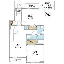 メゾンステージ水野C 2LDKの間取図画像