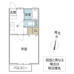 アネックス中川B 1Kの間取図画像