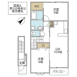 レコルテ 2LDKの間取図画像