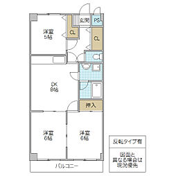 セントレージ水戸 3DKの間取図画像