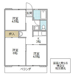 シティハイム共栄A 3Kの間取図画像