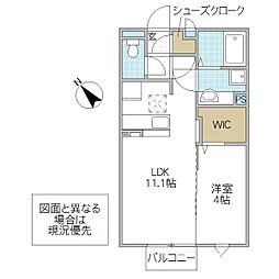 グランマーレB 1LDKの間取図画像