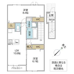 サンリッツ元吉田 2LDKの間取図画像
