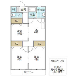 飯村不動産第六ビル 3DKの間取図画像