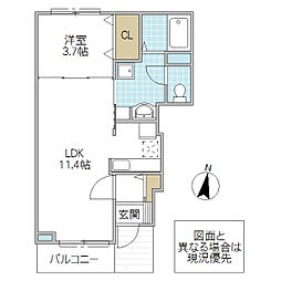 サンセール 1LDKの間取図画像
