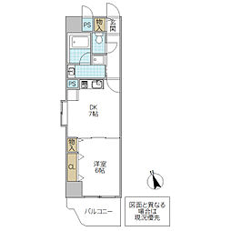 ライオンズマンション水戸 1DKの間取図画像