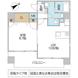メビウス 1LDKの間取図画像