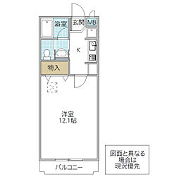 フォーライフヴィラ宮町 1Kの間取図画像