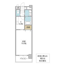プレスト水戸中央 1Kの間取図画像
