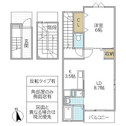 サラスバティC 1LDKの間取図画像