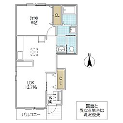 メゾンリバビュー 1LDKの間取図画像