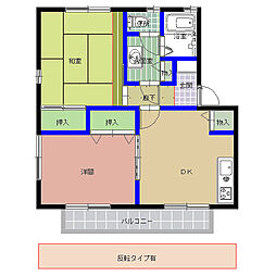 ルミエールA 2DKの間取図画像
