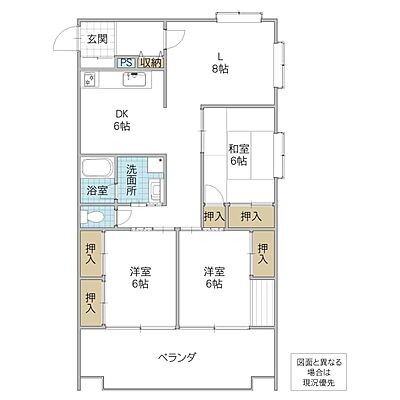 間取り サングリーンハイツ石川町住宅B棟 1階/101号室
