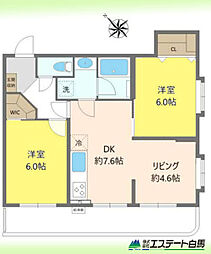 シルフィード東所沢 2LDKの間取り