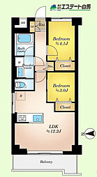 武蔵野サンハイツ久米川 2LDKの間取り