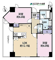 プライムスクエアー西所沢駅前 2LDKの間取図画像