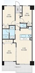 コスモ狭山富士見 3LDKの間取図画像