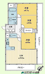 グラシスタワー所沢 3LDKの間取図画像