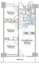 ライオンズプラザ西所沢 3LDKの間取図画像