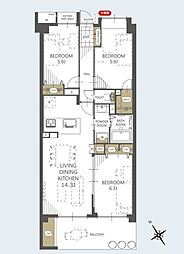 コスモ浦和埼大通り弐番館 3LDKの間取図画像