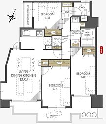 アーベイン川越南大塚キッズプレース 3LDKの間取図画像