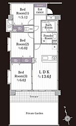 ライオンズガーデン浦和西 3LDKの間取図画像