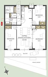 コスモ東大宮 3LDKの間取図画像