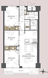 グランドシティ大宮WESTTOWER 3LDKの間取図画像