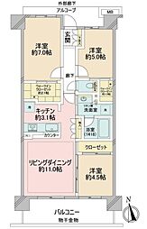デュオヒルズ西大宮ザ・グランテラス 3LDKの間取図画像