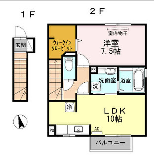 グランツ角木 201｜大分県中津市大字角木(賃貸アパート1LDK・2階・51.15㎡)の写真 その2