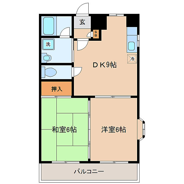 パルグランドマンション ｜宮城県仙台市宮城野区萩野町１丁目(賃貸マンション2DK・3階・44.82㎡)の写真 その2