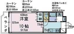 セサミなべた1 1Kの間取図画像