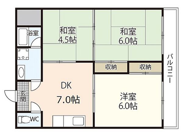 山ビル ｜広島県広島市西区大宮3丁目(賃貸マンション3DK・4階・52.92㎡)の写真 その2