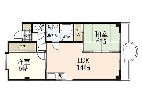 ハイネス吉信 ｜広島県広島市安佐南区大町東3丁目(賃貸マンション2LDK・2階・56.10㎡)の写真 その2