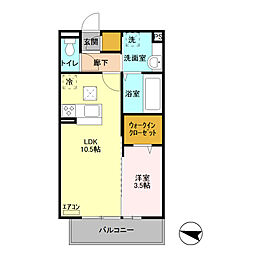 レフィナード末広 1LDKの間取図画像