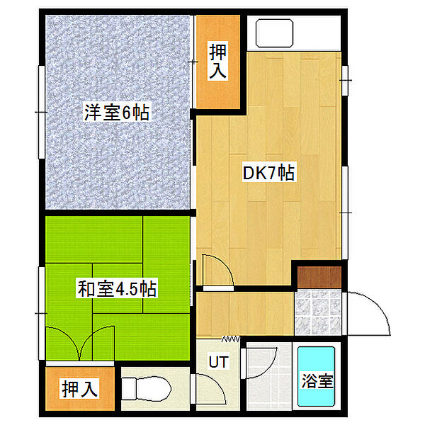 ササキハイツ 1-2｜北海道網走郡美幌町字大通南１丁目(賃貸アパート2DK・1階・42.19㎡)の写真 その2