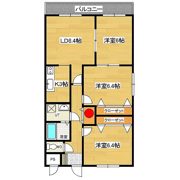 フェイマスKITAMI　1番館 503｜北海道北見市北進町１丁目(賃貸マンション3LDK・5階・68.04㎡)の写真 その2