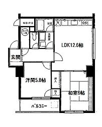 シャンボール広交 2LDKの間取図画像