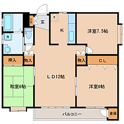 CUBE上杉 3LDKの間取図画像