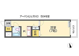 アーバンヒルズ川口 1Kの間取図画像