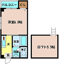 セピアコート森小路 1Kの間取図画像