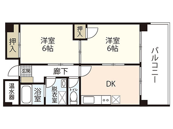 広島県広島市中区榎町(賃貸マンション2DK・5階・45.36㎡)の写真 その2