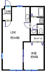 メゾンブローニュB 1LDKの間取図画像
