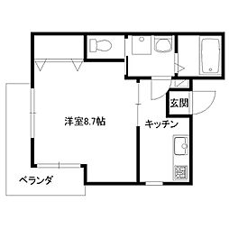 ウェーブハウス 1Kの間取図画像