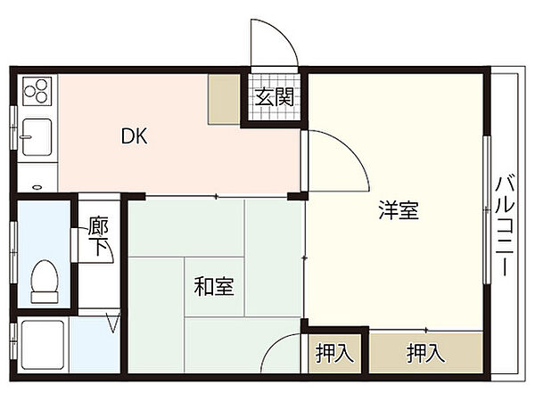 吉島マンション ｜広島県広島市中区吉島西2丁目(賃貸マンション2DK・4階・33.93㎡)の写真 その2